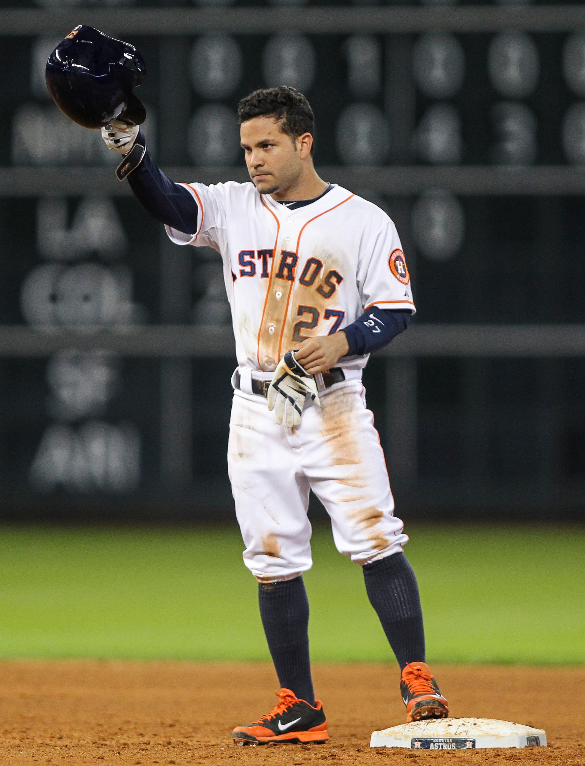 Jose Altuve 27 Houston Astros baseball player action pose