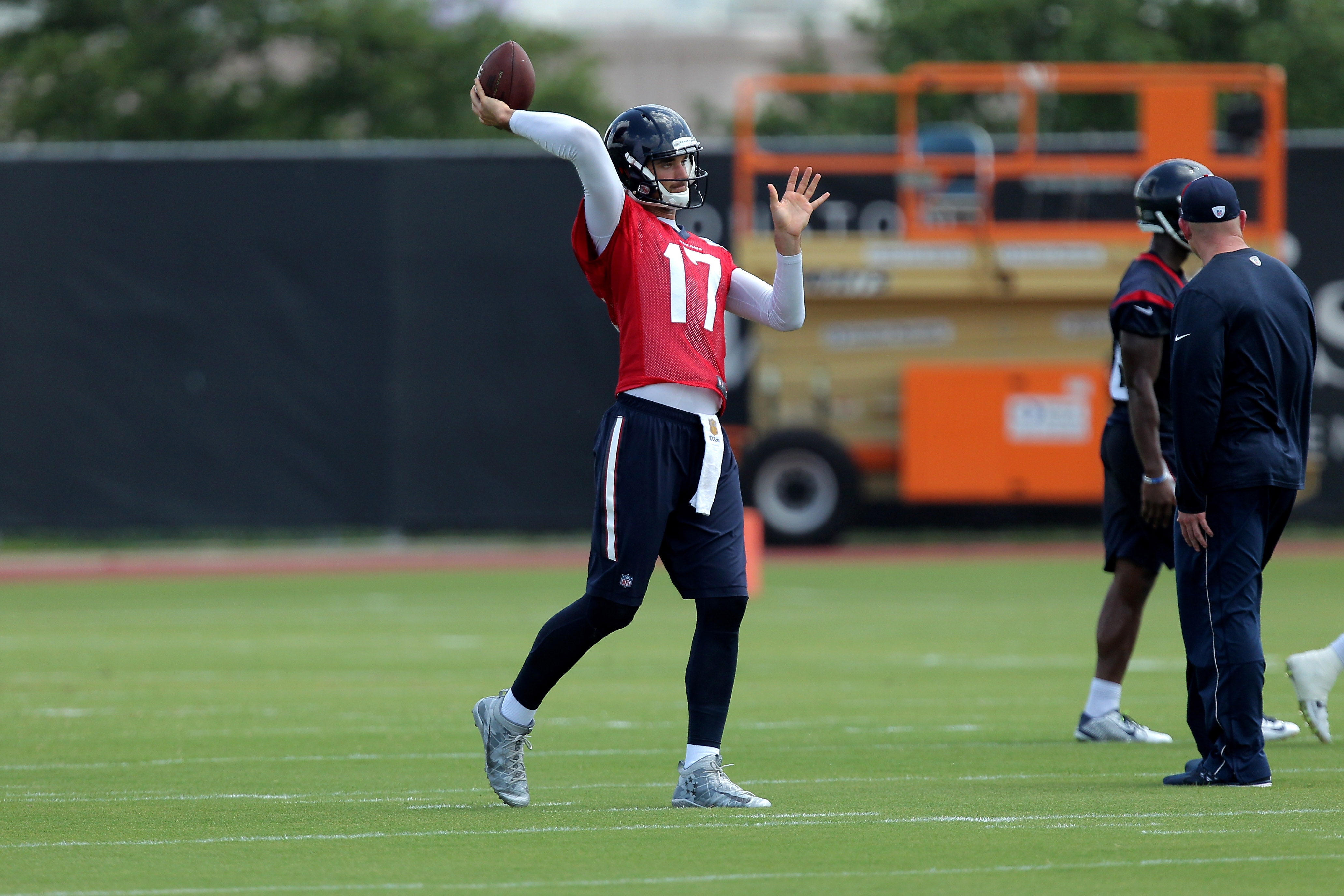 Houston Texans punter Shane Lechler (9) throws a pass in warm ups