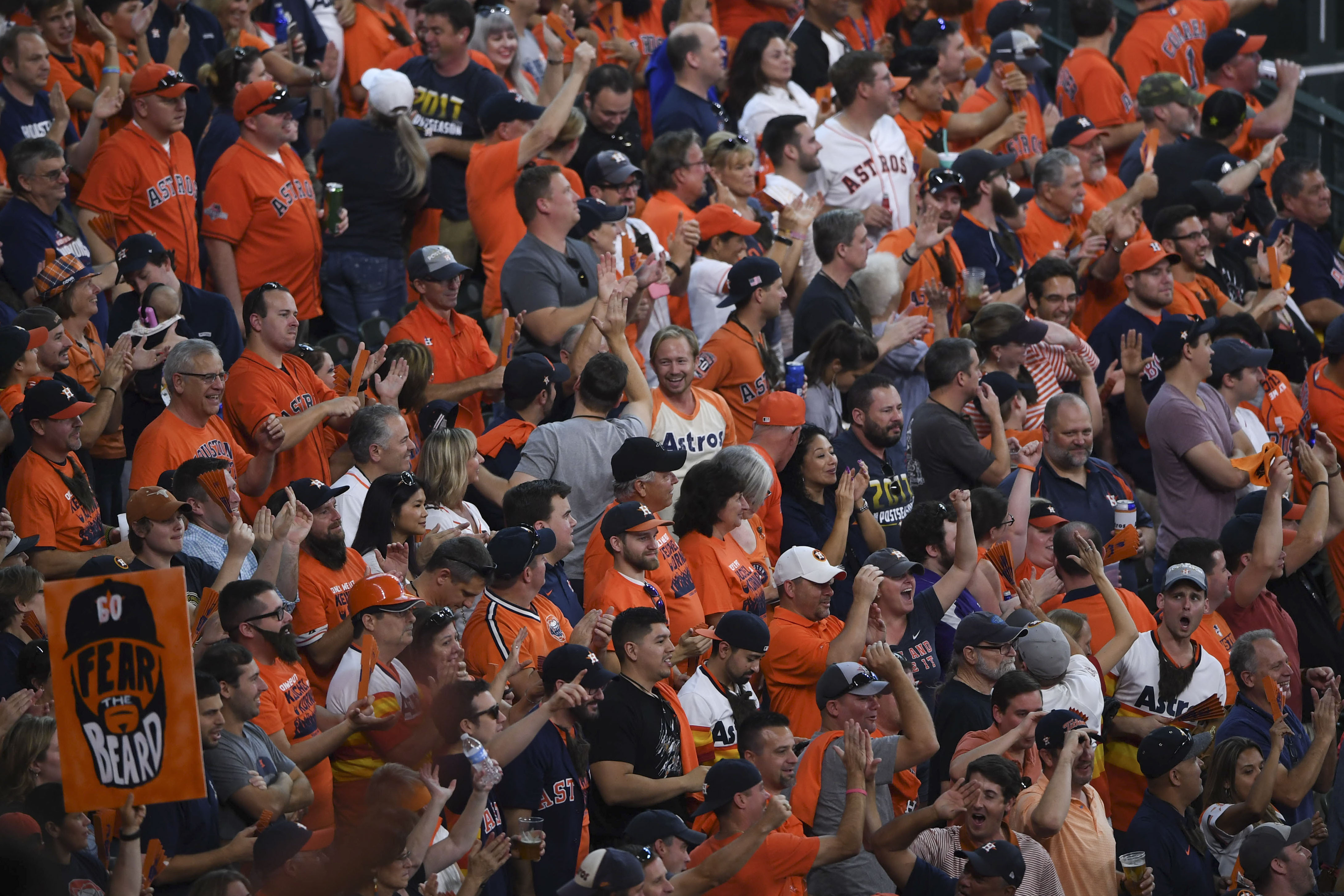 Astros fans celebrate postseason before Game 1 of ALDS