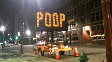 Poop Police Sign Prankster hacks into downtown construction sign, but officials not ...