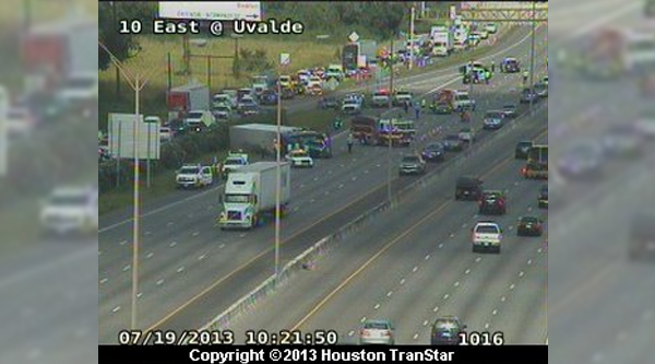 Outbound I-10 reopens after overturned big rig cleared | khou.com